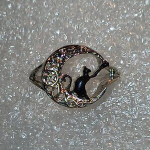 Halloween Closet Clearout Clear Out Clean Out Black Cat Ring Silvery Dragon Eyes